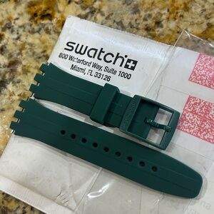 SWATCH Watch Strap Band Replacement Black Silicone Watch Strap dark green